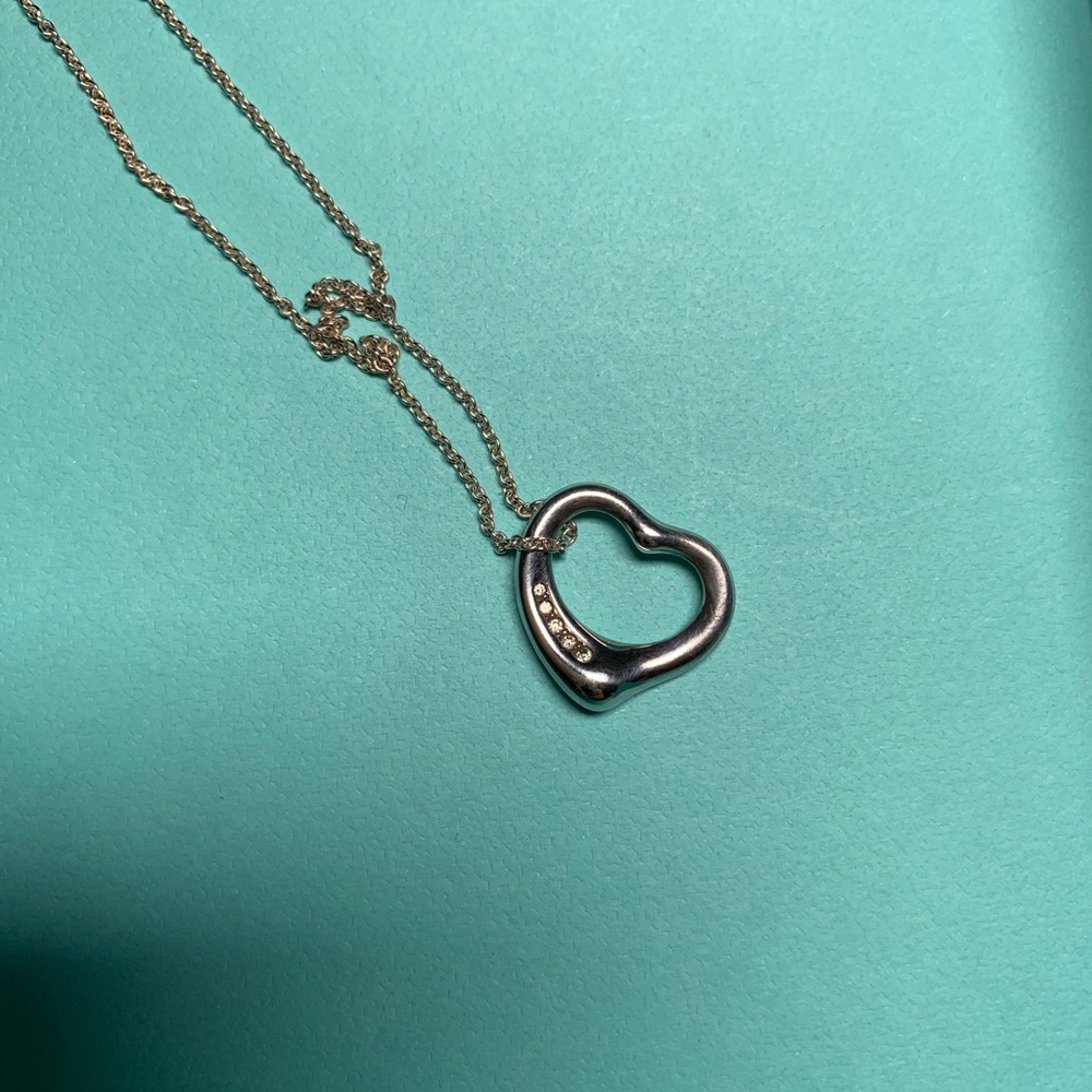 Tiffany & Co Elsa Peretti heart pendant w diamonds
